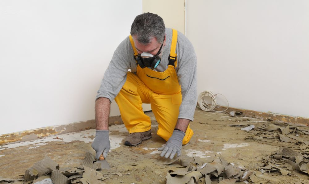 Safely remove floor and carpet tile adhesive